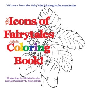 front cover of the icons of fairytales adult coloring book