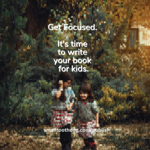 a blurry image of kids and we invite you to get focused and publish your book