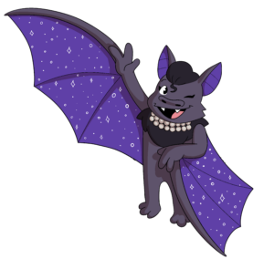 brennis the bat. purple sparkly wings